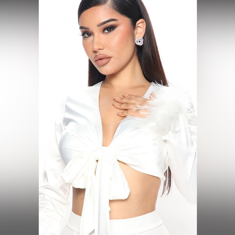 Dream Girl Satin Blouse - White - Picture 2 of 5